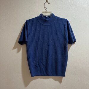 VILLAGER LIZ CLAIBORNE COMPANY Women's Royal Blue Short-Sleeve Sweater - Size M